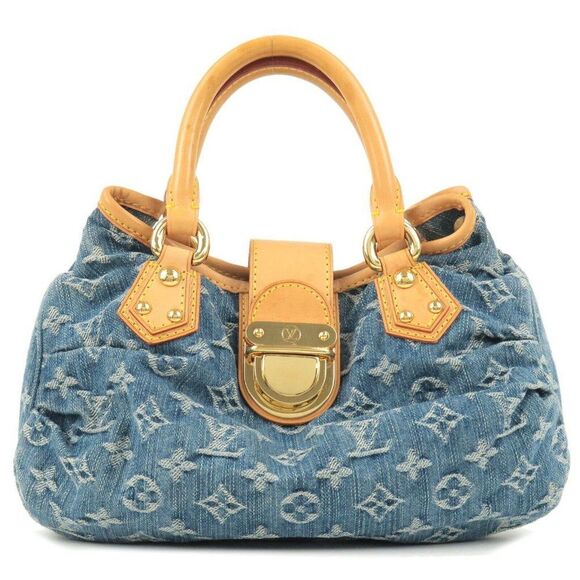 Denim Pleaty Hand Bag Blue - Picture 1 of 10